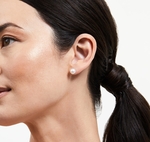 7.5-8.0mm Certified Hanadama Akoya Round Pearl Stud Earrings - Model Image