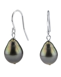 14K Gold Tahitian South Sea Teardrop Pearl Dangling Tincup Earrings