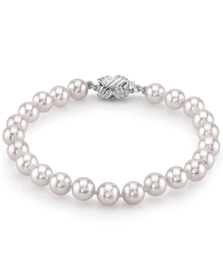 6.5-7.0mm Akoya White Pearl Bracelet - AAA Quality