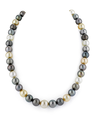 8-10mm Tahitian & Golden South Sea Multicolor Pearl Necklace - AAAA Quality