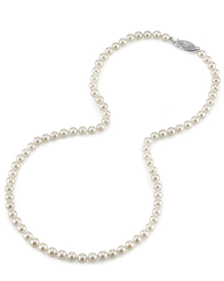 5.0-5.5mm Japanese Akoya White Pearl Necklace- AA+ Quality