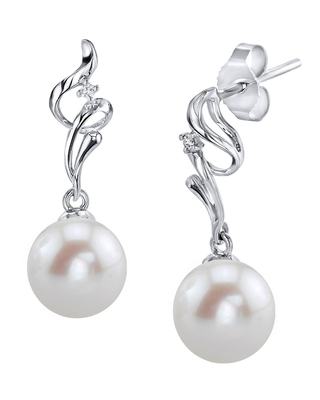 14K Gold Freshwater Pearl & Diamond Aria Earrings