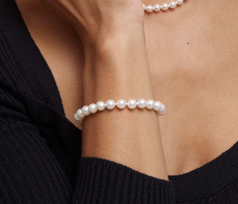 6.5-7.0mm Akoya White Pearl Bracelet - Model Image