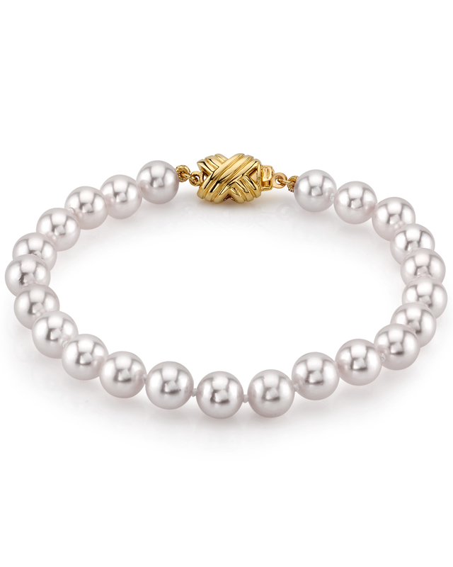 6.5-7.0mm Akoya White Pearl Bracelet - AAA Quality - Third Image