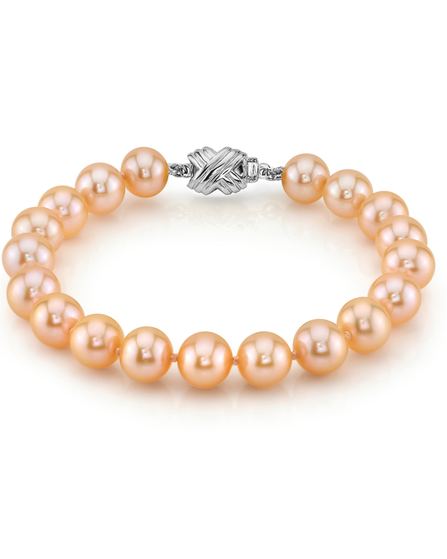 9-10mm Peach Freshwater Pearl Bracelet - AAAA Quality