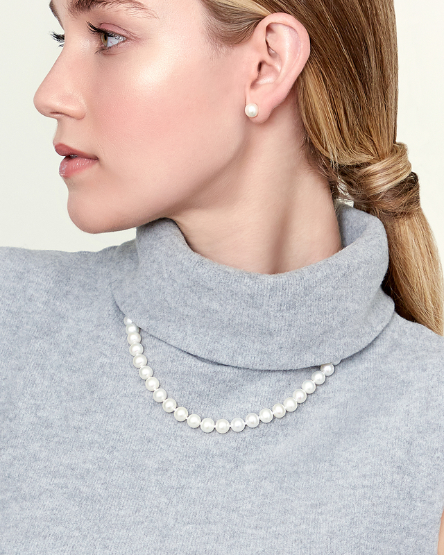 8.0-8.5mm Freshwater Pearl Necklace & Earrings - Secondary Image