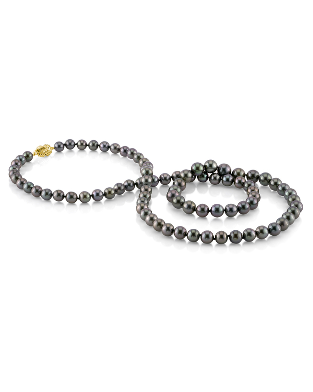 Opera Length 9-11mm Tahitian South Sea Pearl Necklace - Model Image