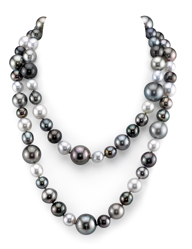 Opera Length 9-14mm Tahitian Multicolor South Sea Pearl Necklace