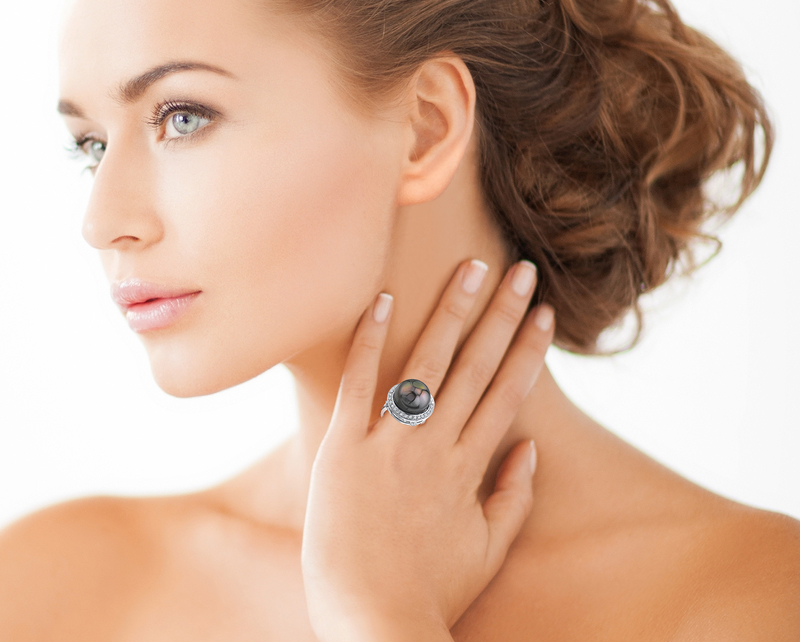 Tahitian South Sea Pearl & Diamond Bella Ring - Model Image