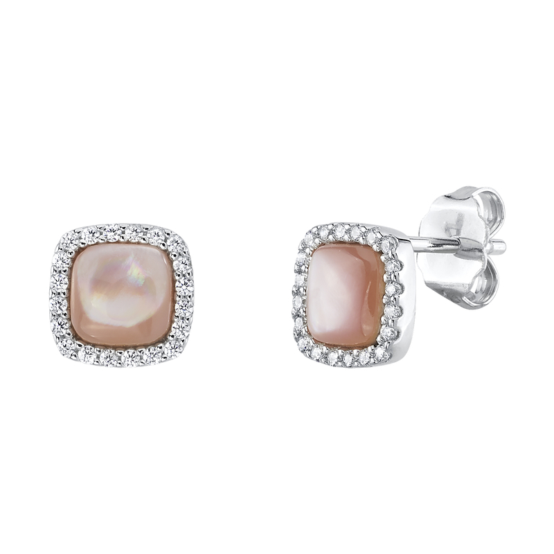 Pink Mother of Pearl & Cubic Zirconia Eloise Earrings