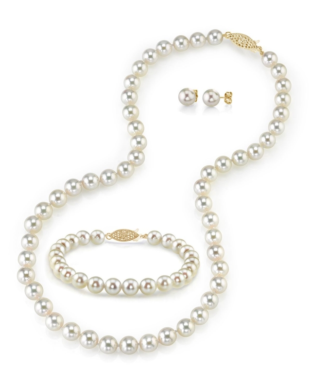 7.5-8.0mm Japanese Akoya White Pearl Set - Third Image