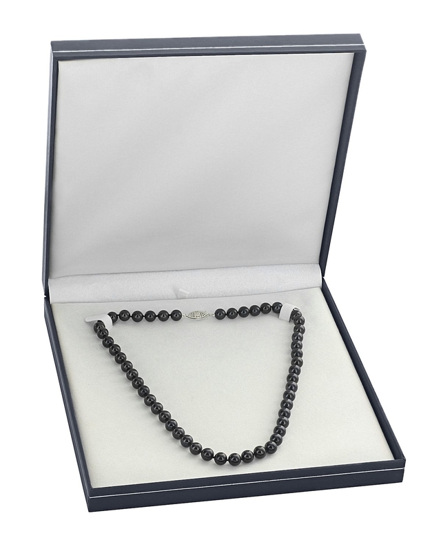 6.5-7.0mm Japanese Akoya Black Choker Length Pearl Necklace- AA+ Quality - Secondary Image