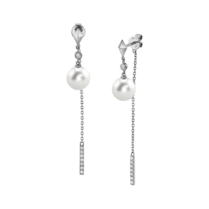 Freshwater Pearl & Diamond Threader Krystal Earrings