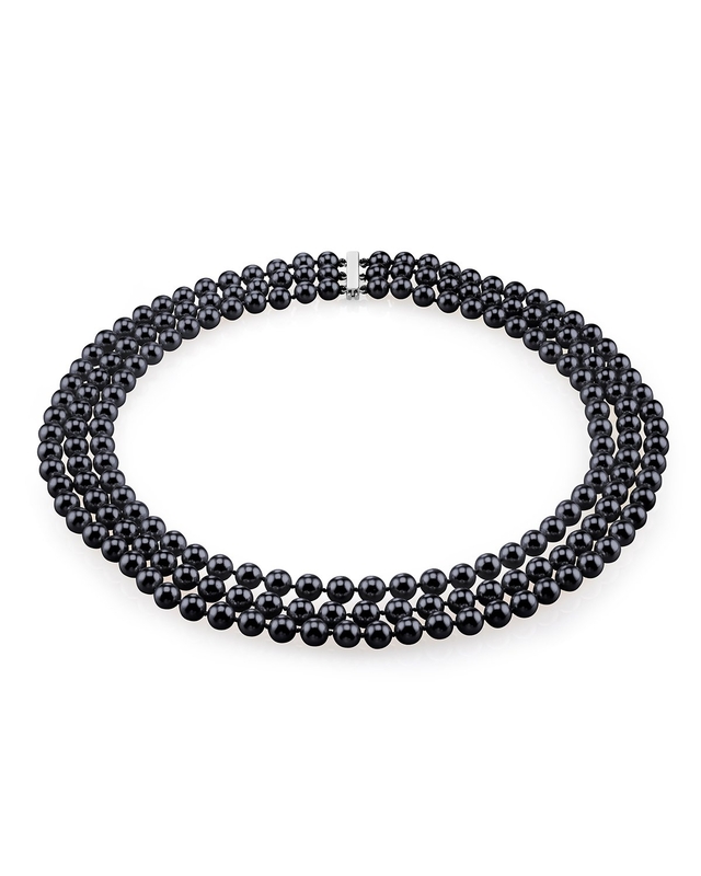 Triple Strand Black Akoya Pearl Necklace