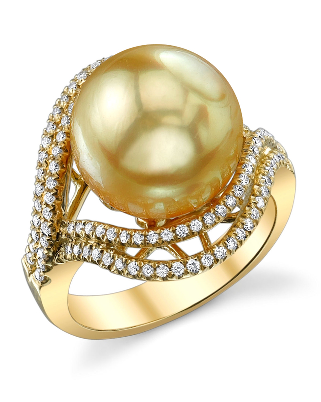 Golden Pearl & Diamond Clara Ring