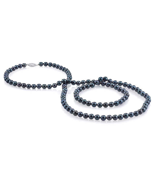 Opera Length Japanese Akoya Black Pearl Necklace