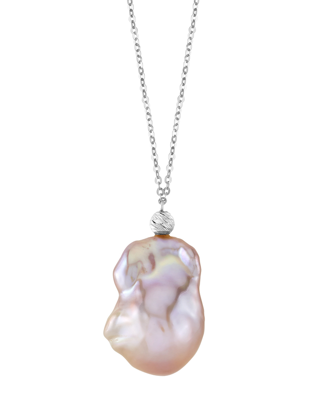 13mm Pink Freshwater Baroque Pearl Solitaire Designer Pendant