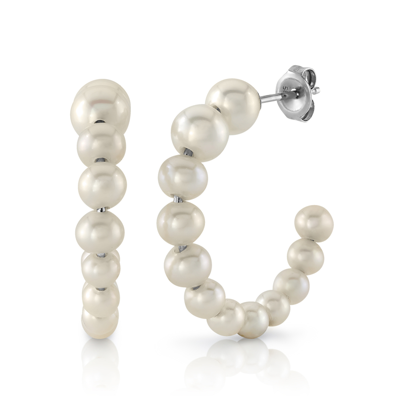 White Freshwater Cultured Pearl Hoop Reese Earrings