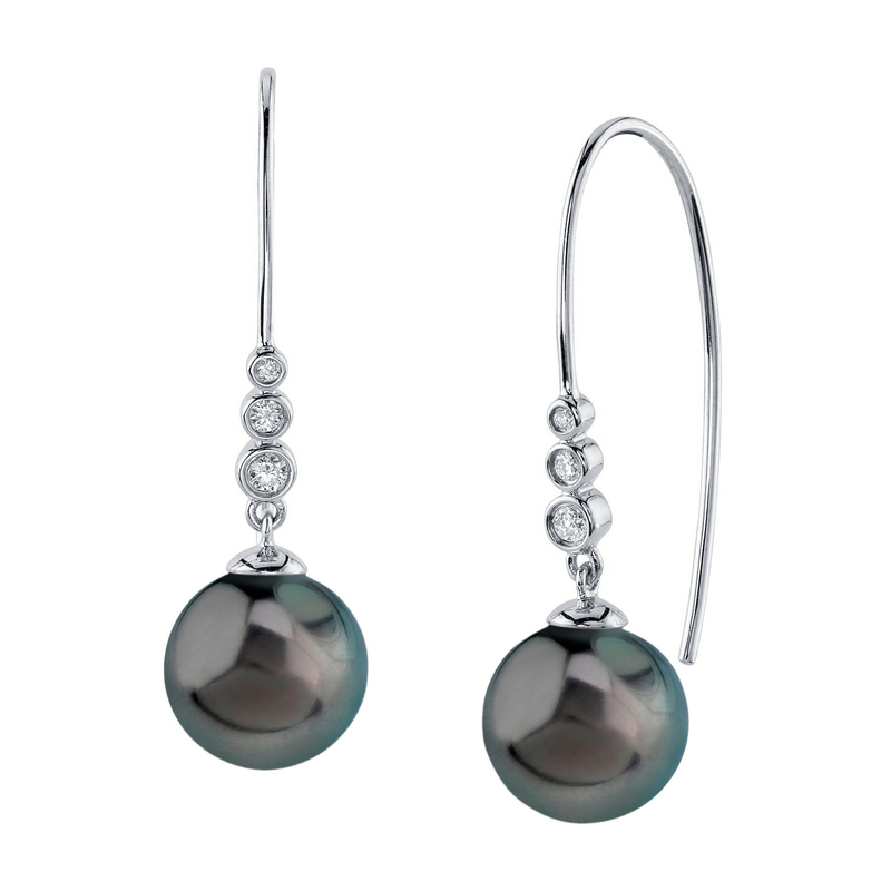 Tahitian South Sea Pearl & Diamond Stella Earrings