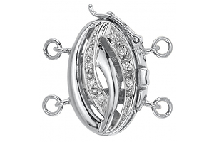 Double Diamond Oval   14K White Gold