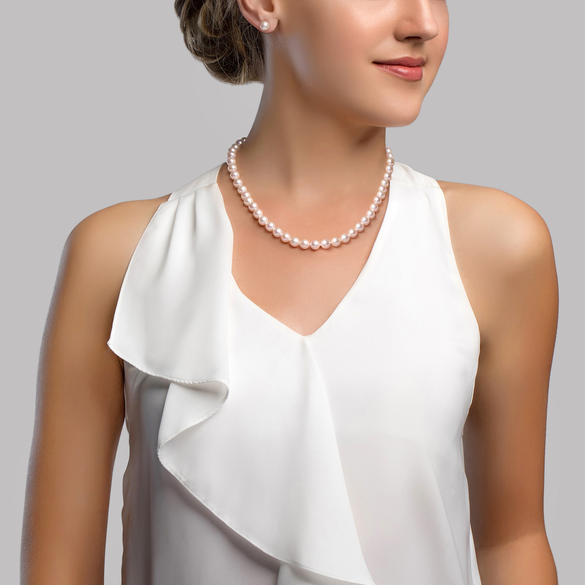 7-7.5mm White Freshwater Choker Length Pearl Necklace