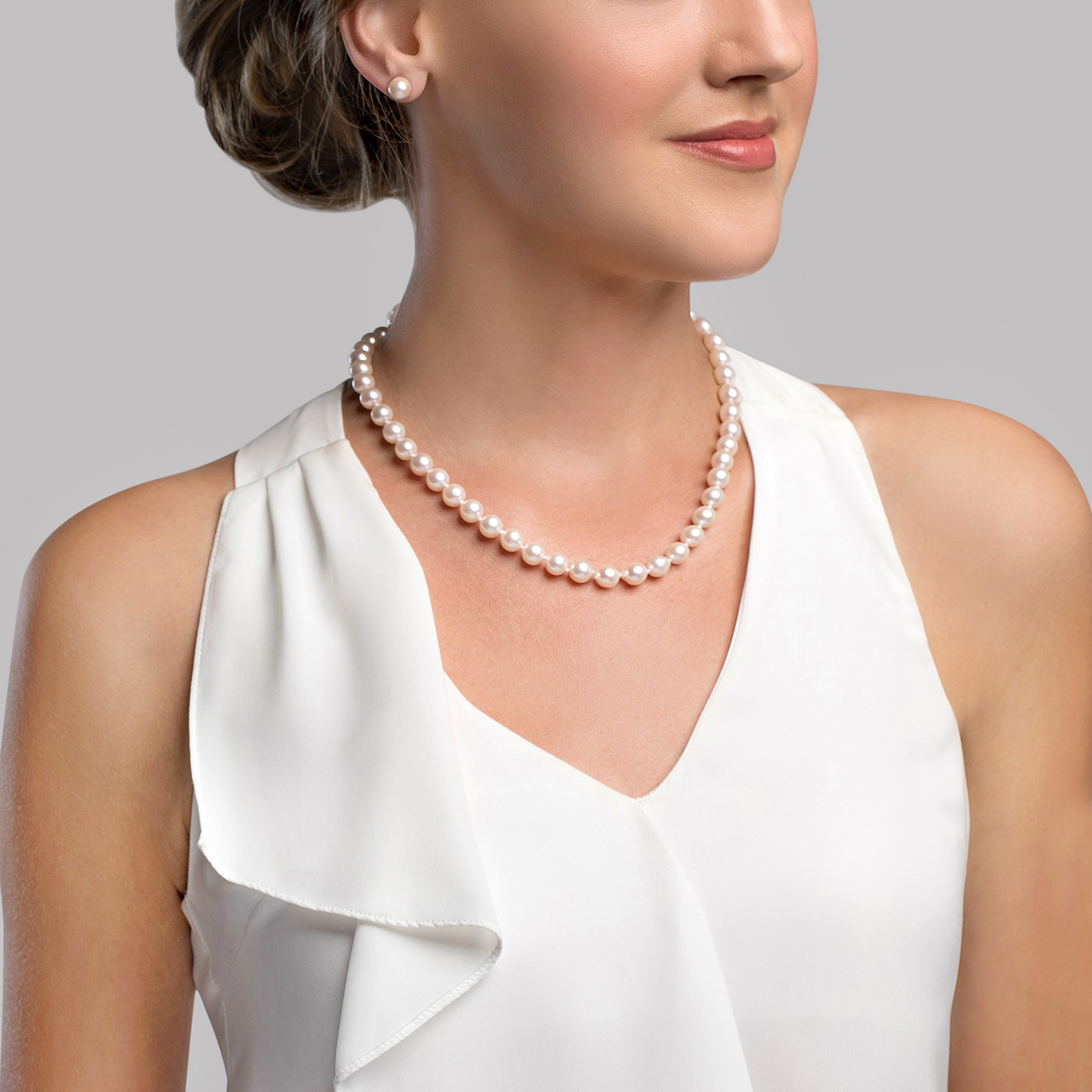 8-8.5mm White Freshwater Choker Length Pearl Necklace