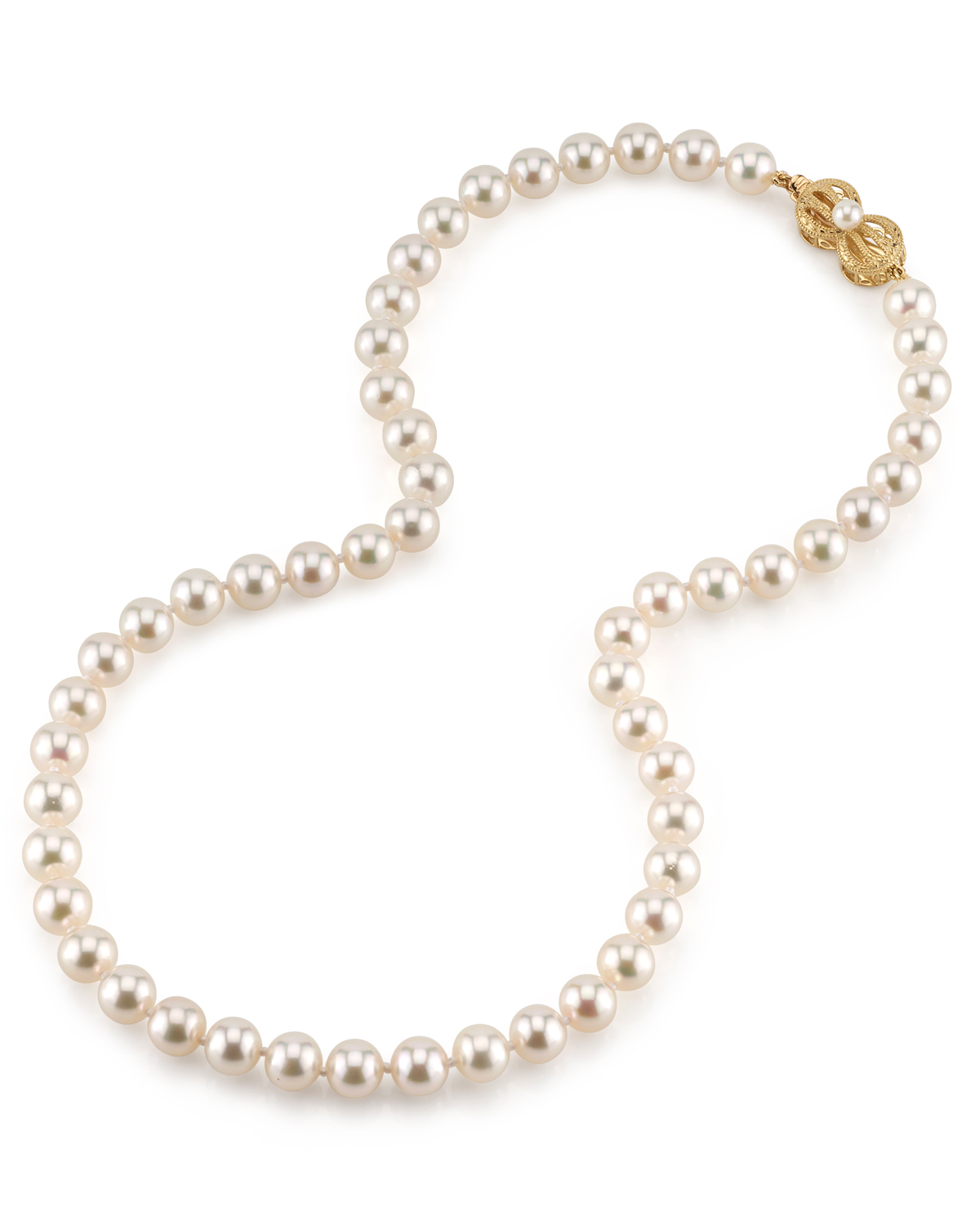 7.5-8.0mm Japanese Akoya White Choker Length Pearl Necklace- AAA Quality